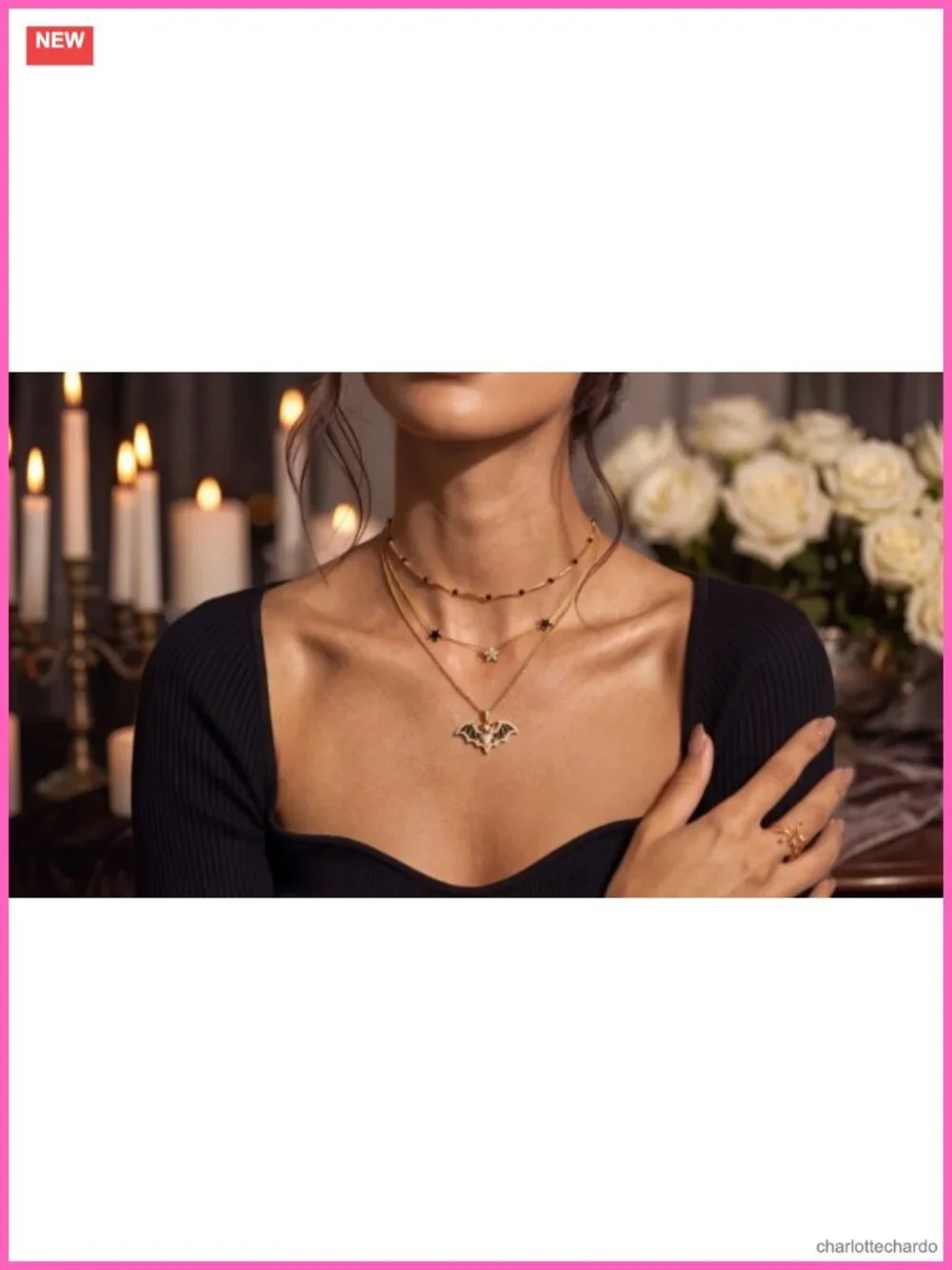 14K Gold Plated Necklace Charm Pendant Gothic Jewelry